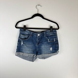Vigoss Womens Size 9 Distressed Denim Shorts Cuffed Blue Jean 2” Inseam